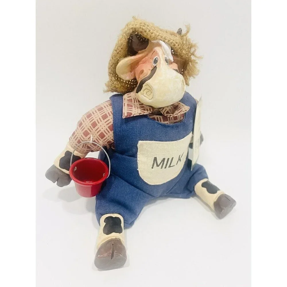 Farmer Cow Elmer Moo Shelf Sitter Figure Kathleen Kelly Critter Country Folks